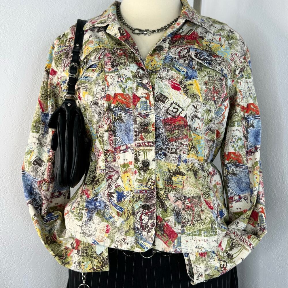 Abstract All Over Graffiti Print Light-Wight Jacket Size XL